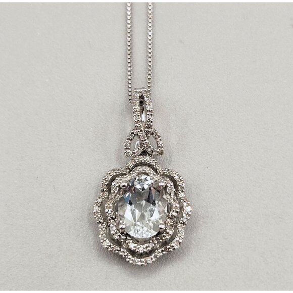 White Topaz Sterling Silver 925 Detachable Pendant Raised Layered 3D Blingy - Picture 2 of 11
